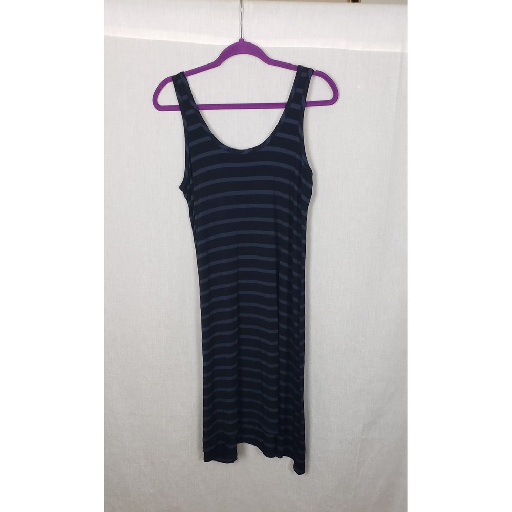 Hard Tail Forever Striped Sleeveless Tank Dress Navy Black Nautical L Preppy